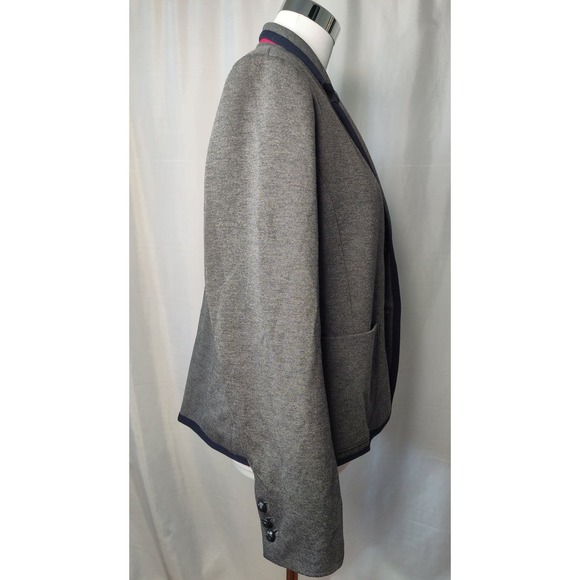 Gap the academy blazer dark heather gray navy trim crest button pink details - Picture 7 of 11